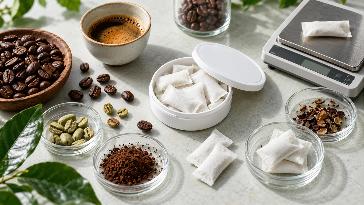 Coffee Pouches: ingredients, quality and claim questions editorial illustration