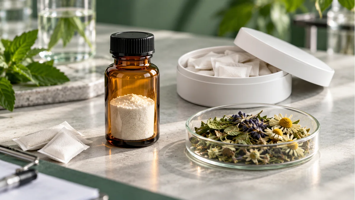 Melatonin is not an herb: positioning an evening pouch project editorial illustration
